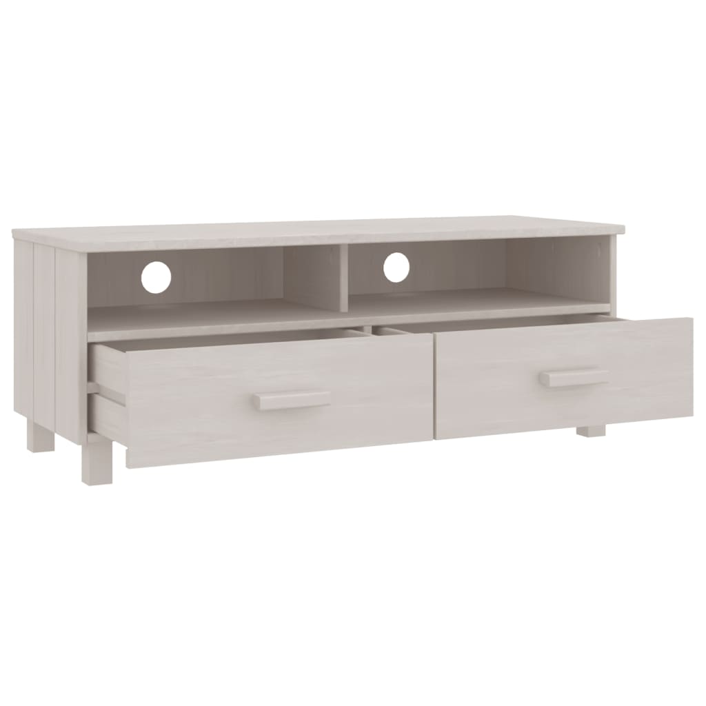 Meuble TV HAMAR Blanc 106x40x40 cm Bois massif de pin - XIOS