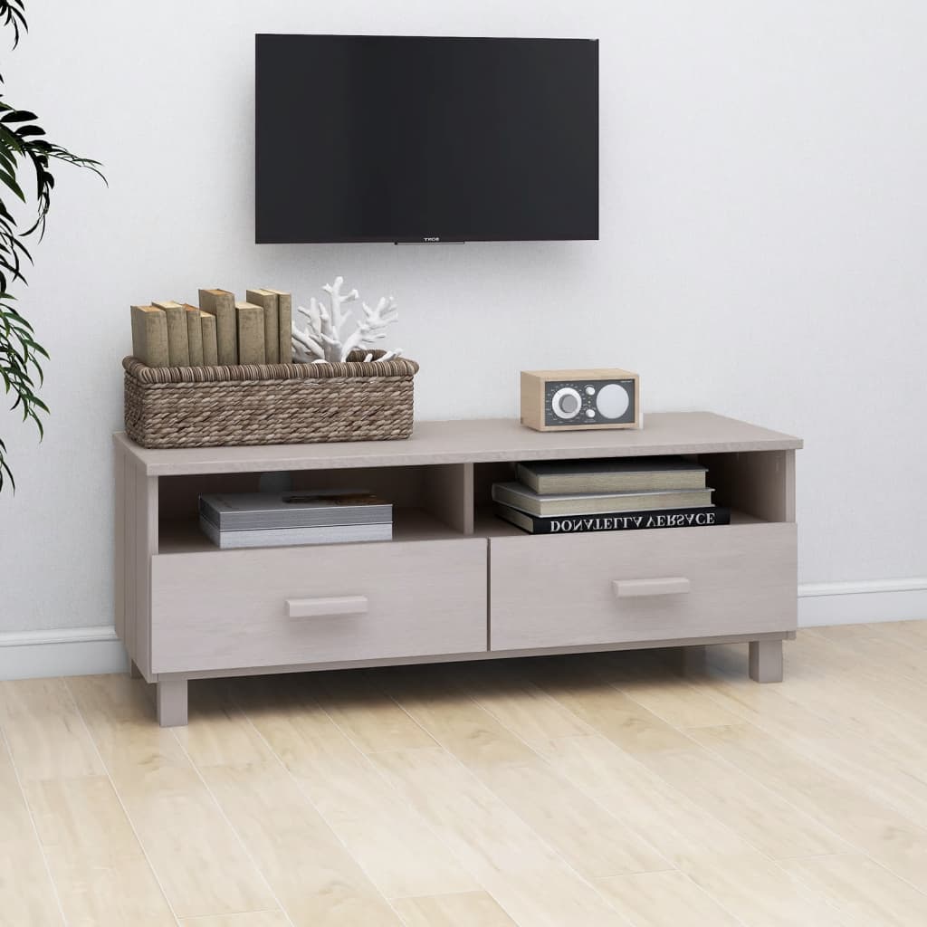Meuble TV HAMAR Blanc 106x40x40 cm Bois massif de pin - XIOS