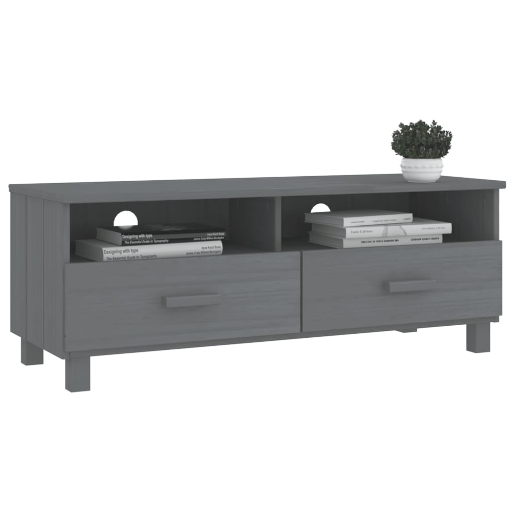 Meuble TV HAMAR Gris foncé 106x40x40 cm Bois massif de pin - XIOS