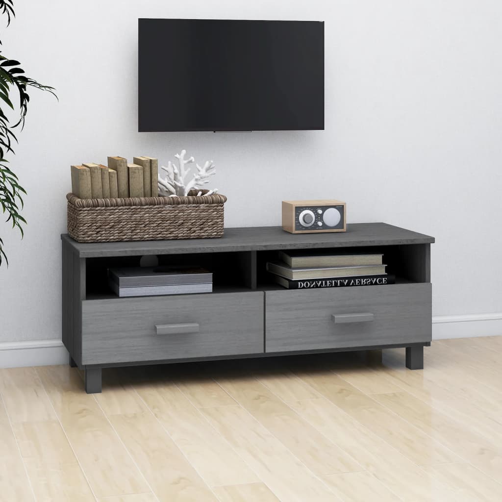 Meuble TV HAMAR Gris foncé 106x40x40 cm Bois massif de pin - XIOS