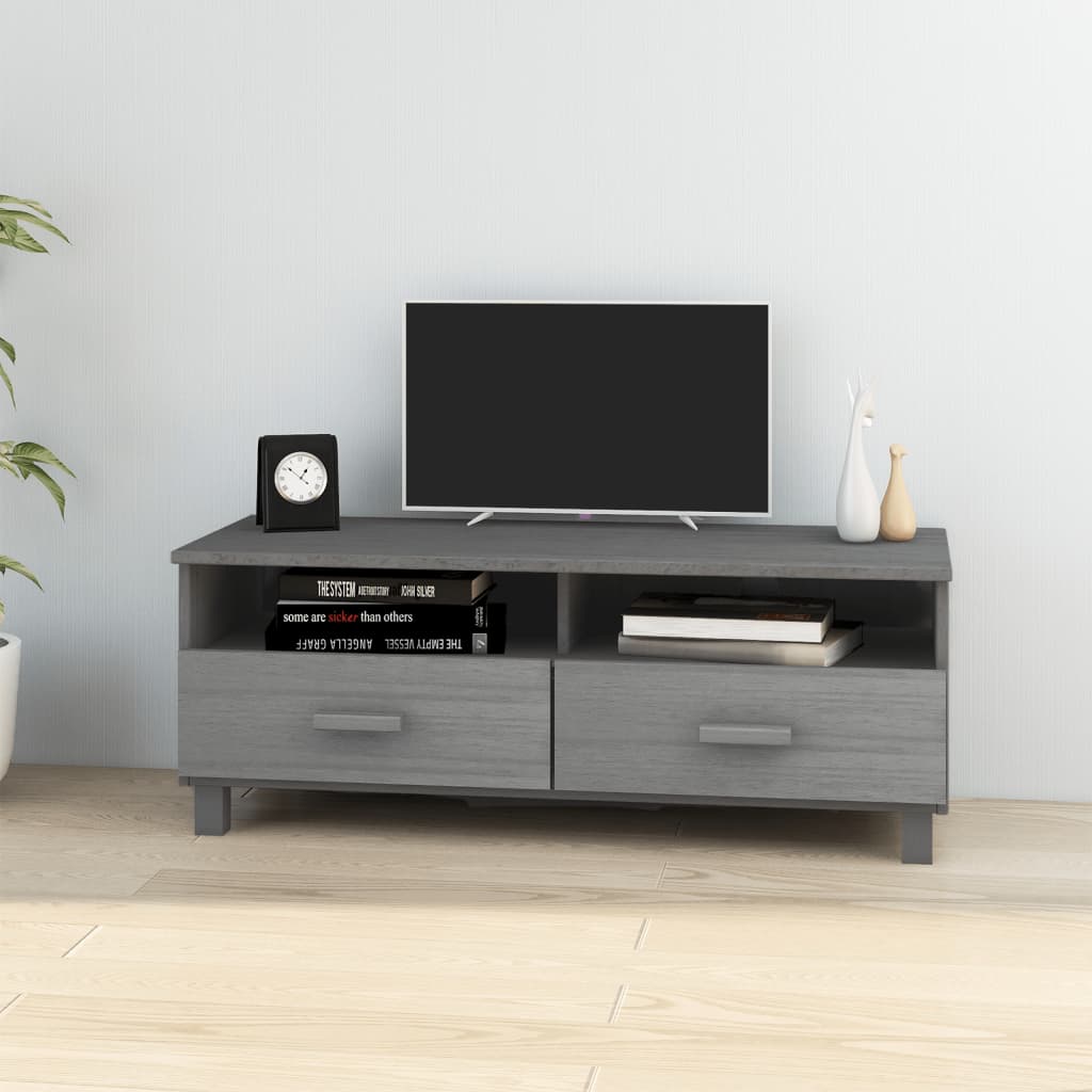 Meuble TV HAMAR Gris foncé 106x40x40 cm Bois massif de pin - XIOS