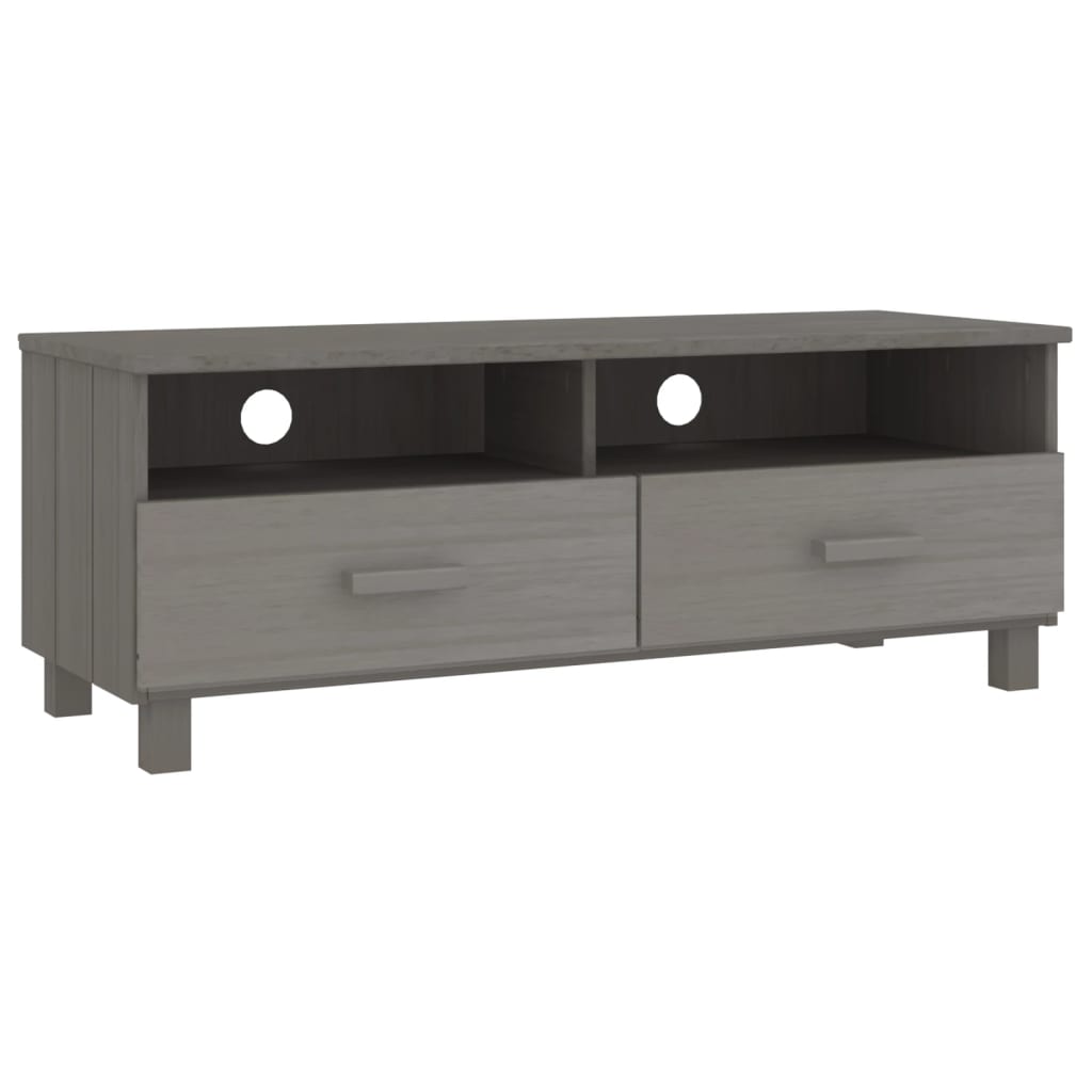 Meuble TV HAMAR Gris clair 106x40x40 cm Bois massif de pin - XIOS