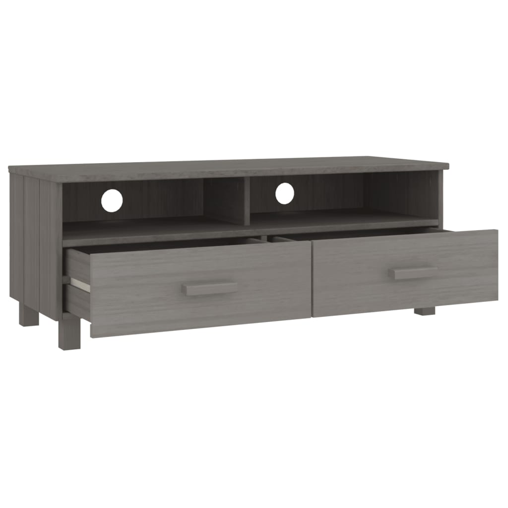 Meuble TV HAMAR Gris clair 106x40x40 cm Bois massif de pin - XIOS