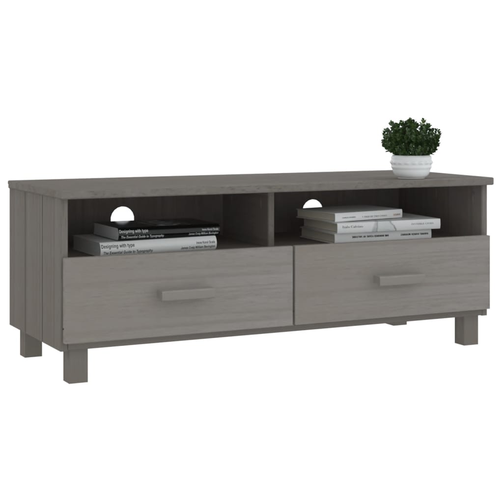 Meuble TV HAMAR Gris clair 106x40x40 cm Bois massif de pin - XIOS