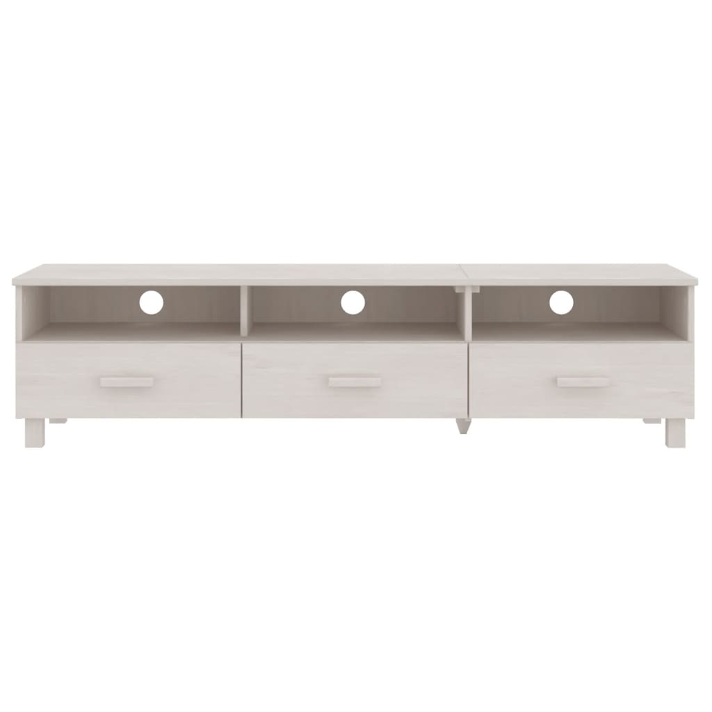 Meuble TV HAMAR Blanc 158x40x40 cm Bois massif de pin - XIOS