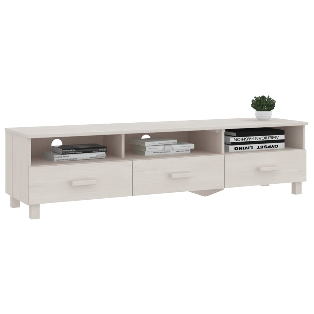 Meuble TV HAMAR Blanc 158x40x40 cm Bois massif de pin - XIOS