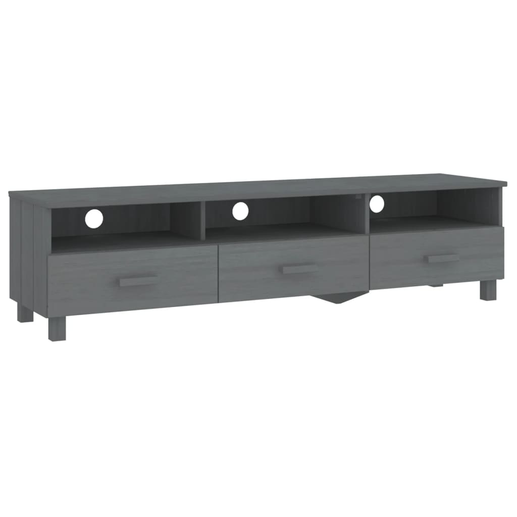 Meuble TV HAMAR Gris foncé 158x40x40 cm Bois massif de pin - XIOS