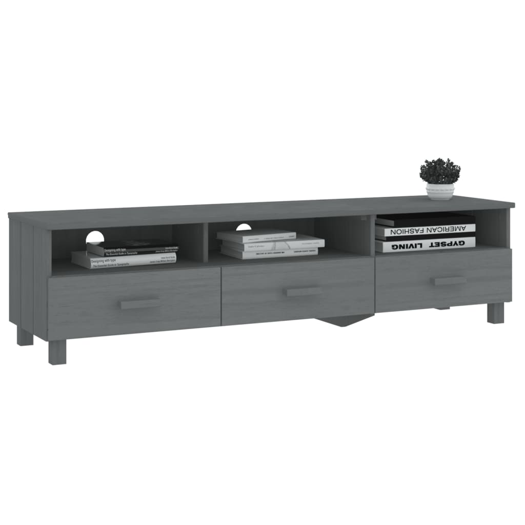 Meuble TV HAMAR Gris foncé 158x40x40 cm Bois massif de pin - XIOS