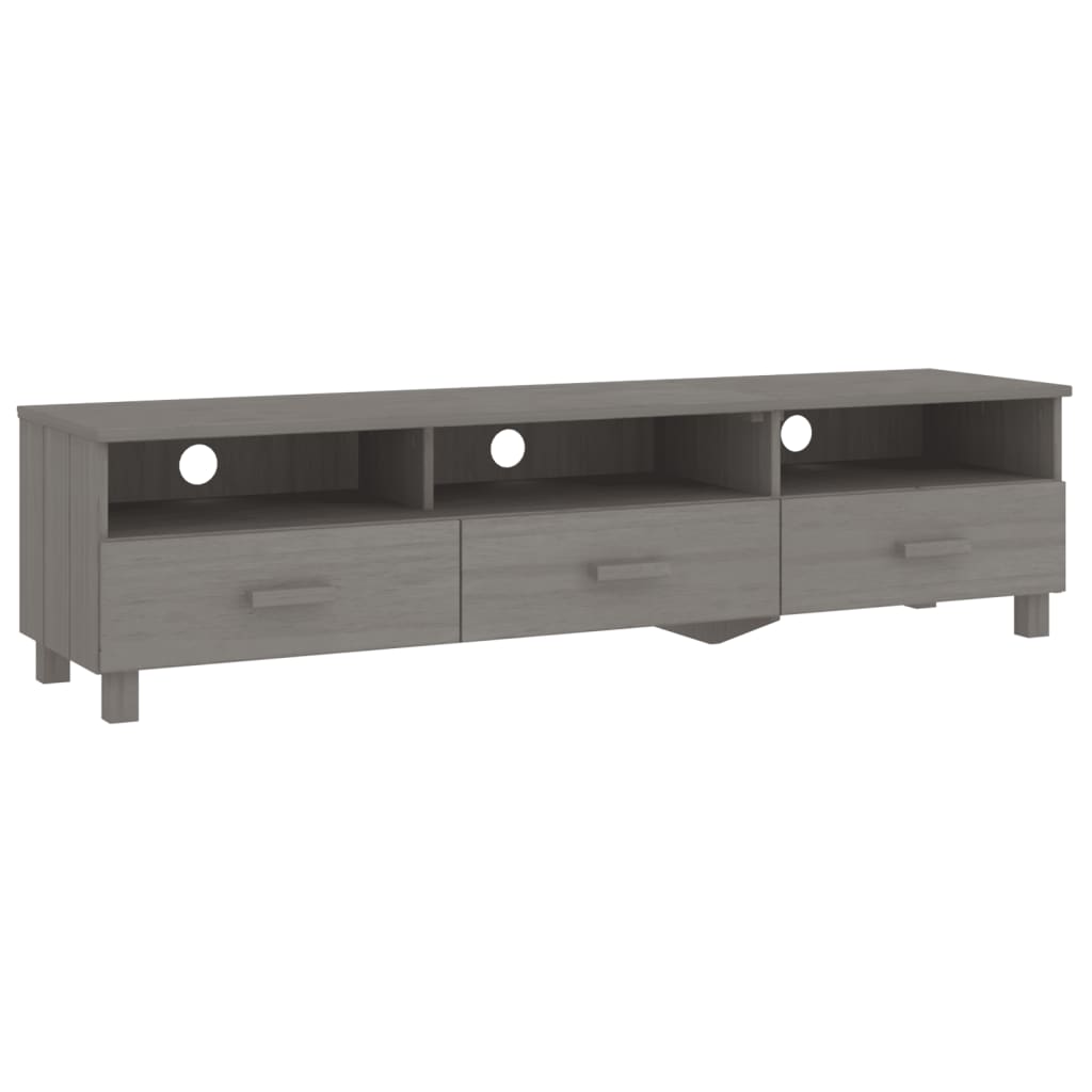 Meuble TV HAMAR Gris clair 158x40x40 cm Bois massif de pin - XIOS