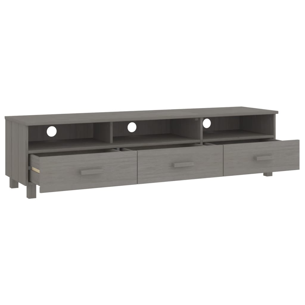 Meuble TV HAMAR Gris clair 158x40x40 cm Bois massif de pin - XIOS