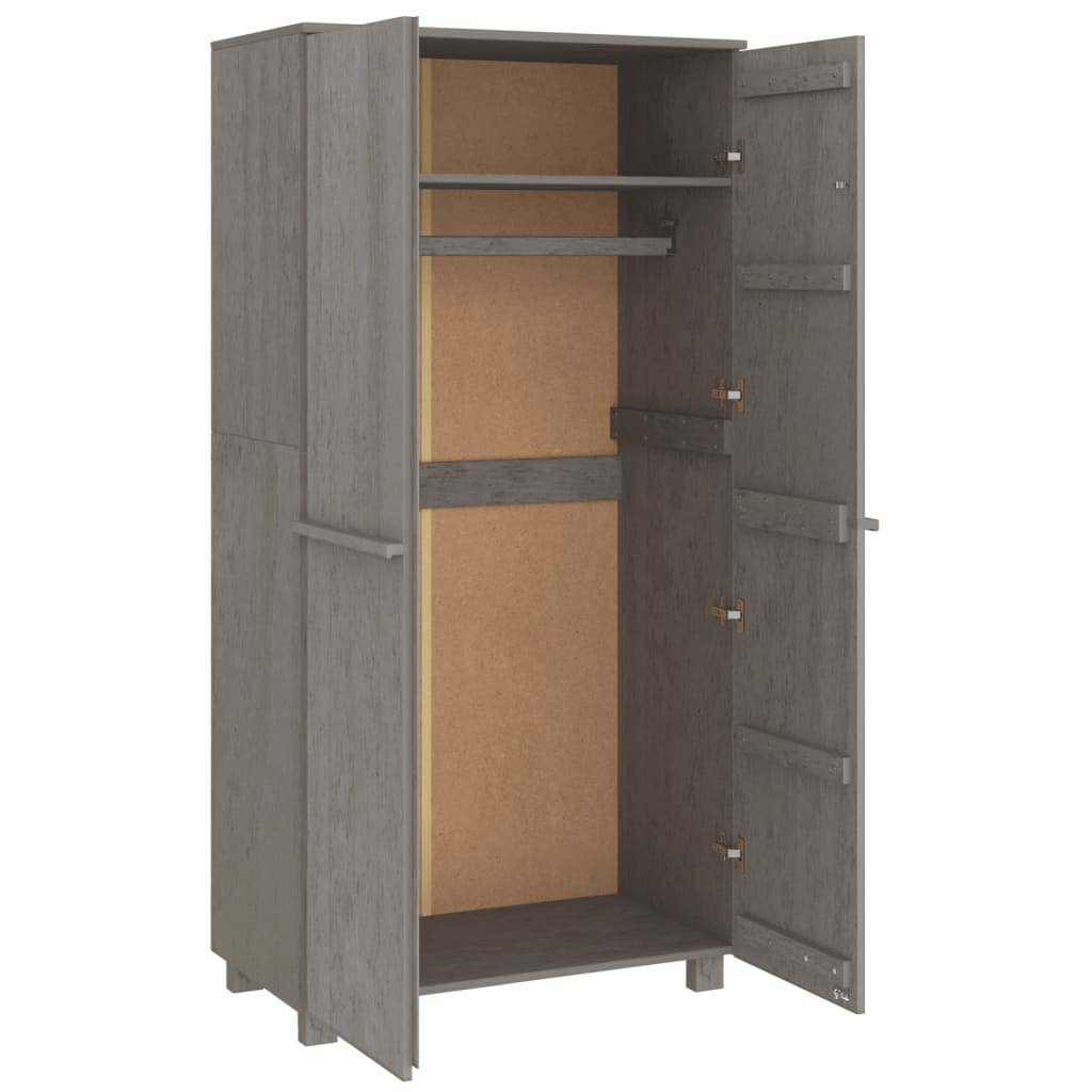 Garde-robe HAMAR Gris clair 89x50x180 cm Bois massif de pin - XIOS
