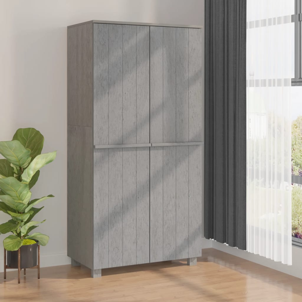 Garde-robe HAMAR Gris clair 89x50x180 cm Bois massif de pin - XIOS