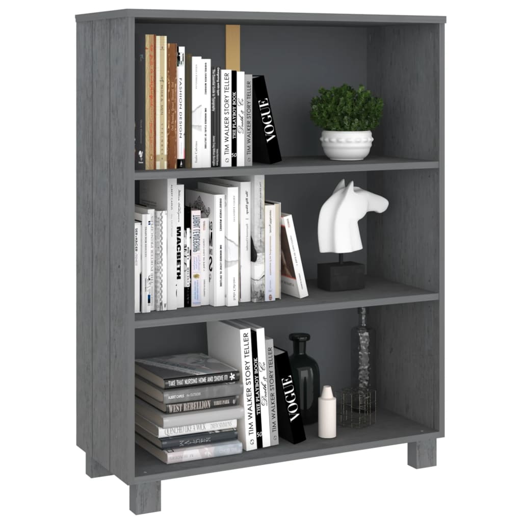 Bibliothèque HAMAR Gris foncé 85x35x112 cm Bois de pin massif - XIOS
