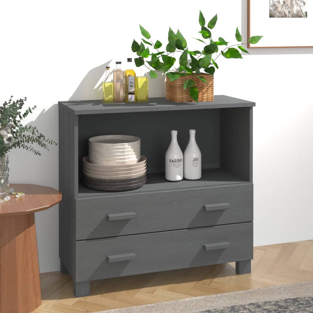 Buffet HAMAR Gris foncé 85x35x80 cm Bois massif de pin - XIOS