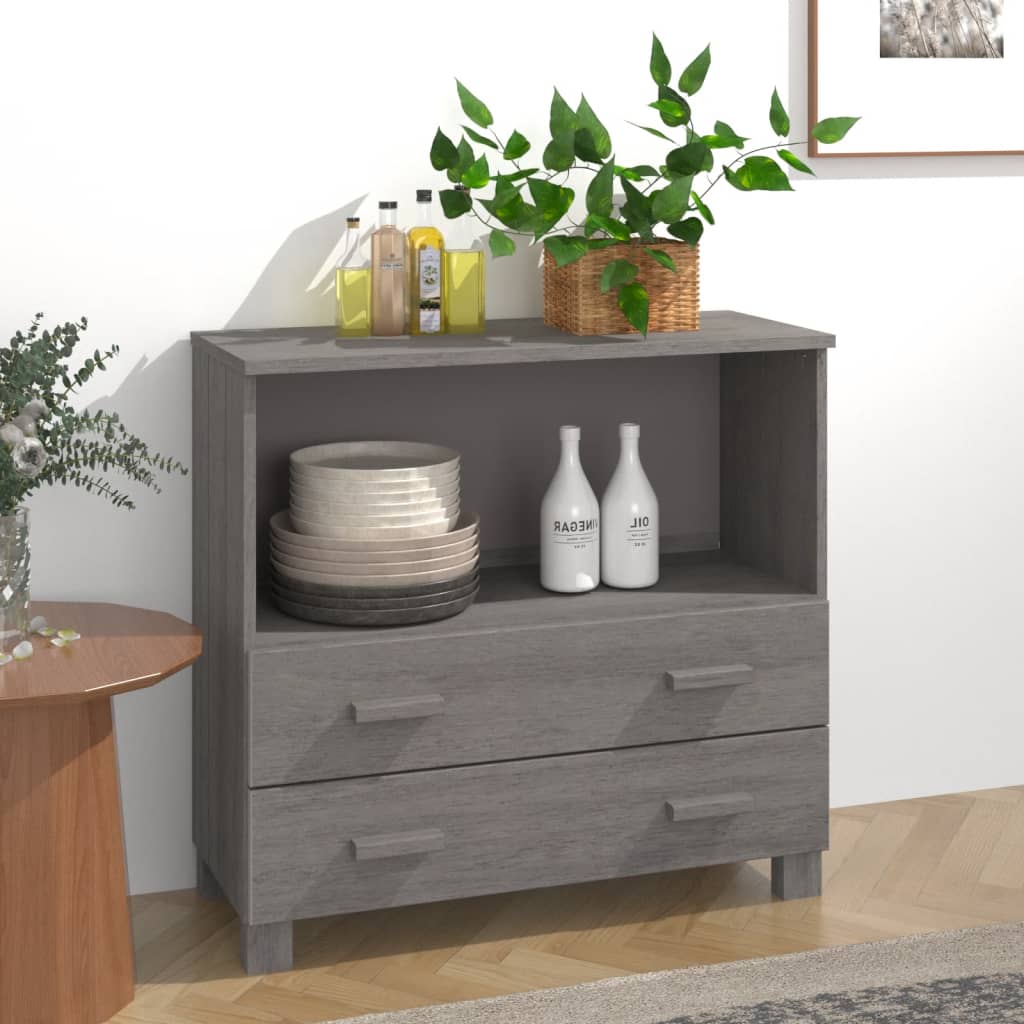 Buffet HAMAR Gris clair 85x35x80 cm Bois massif de pin - XIOS