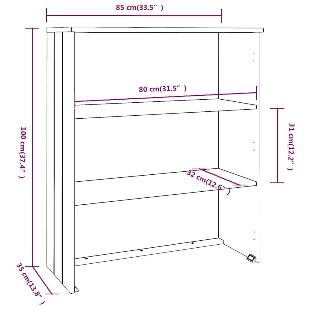Dessus de buffet HAMAR Blanc 85x35x100 cm Bois de pin massif - XIOS