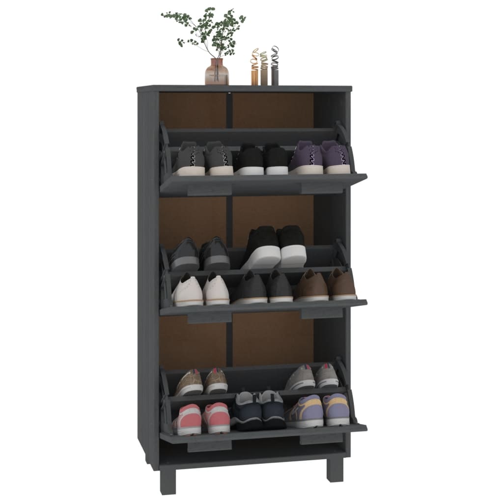Armoire à chaussures HAMAR Gris foncé 59,5x35x117 cm Pin massif - XIOS