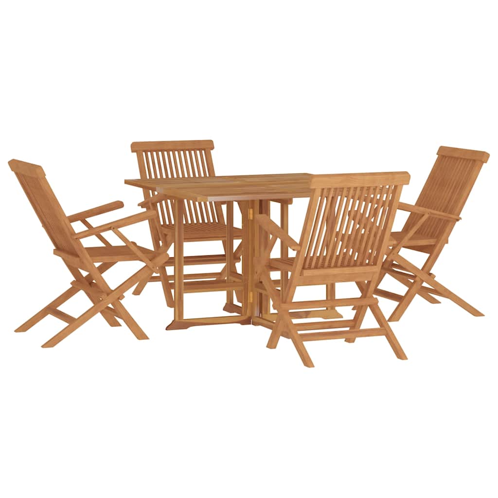 Ensemble à manger d'extérieur pliable 5 pcs Bois solide de teck