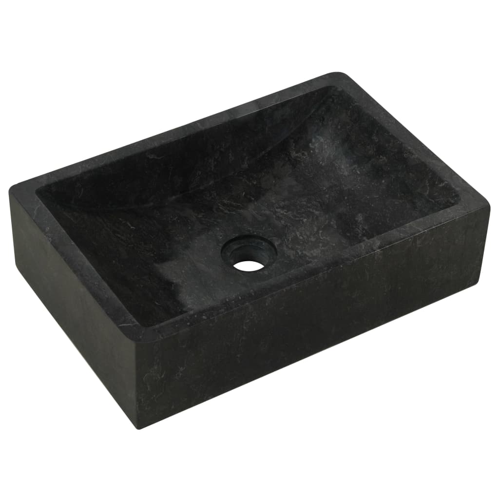 Armoire de salle de bain et lavabos en marbre noir Teck massif - XIOS