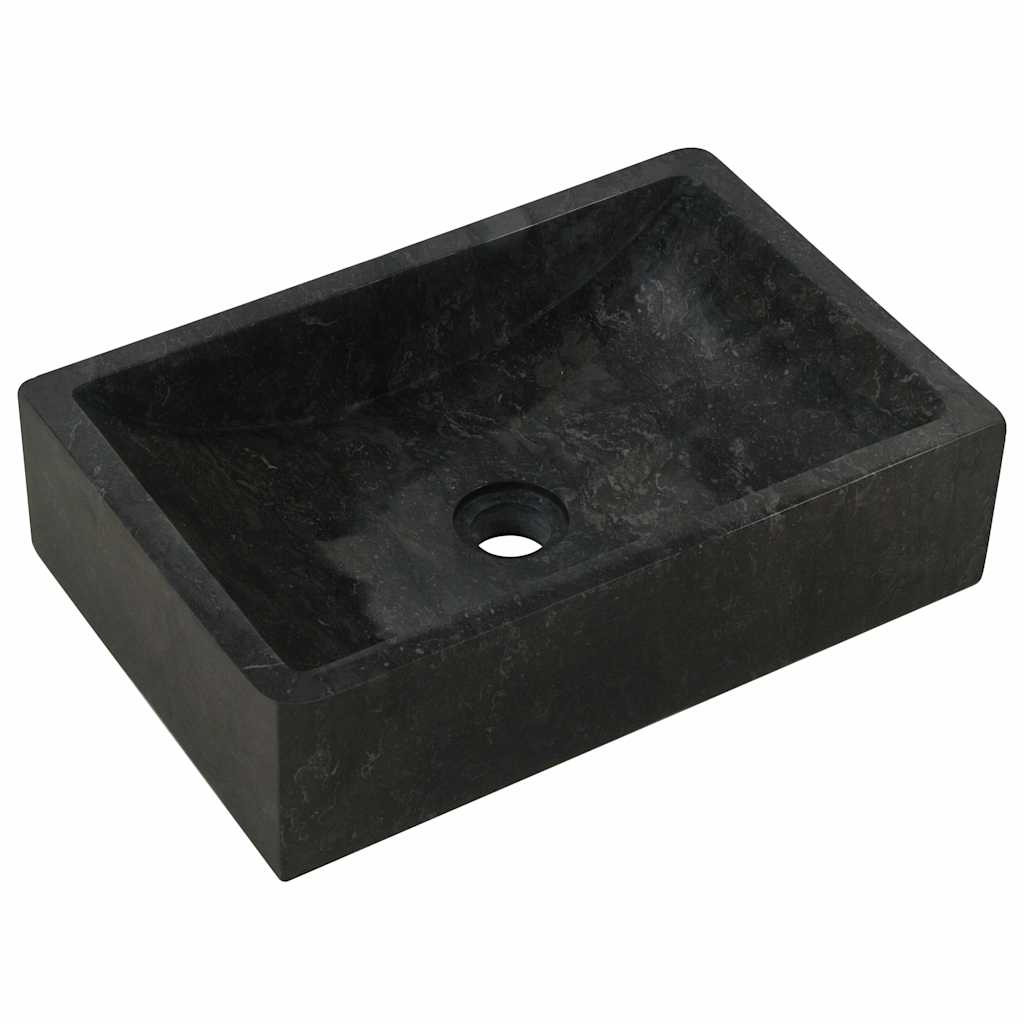 Armoire de salle de bain et lavabos en marbre noir Teck massif - XIOS