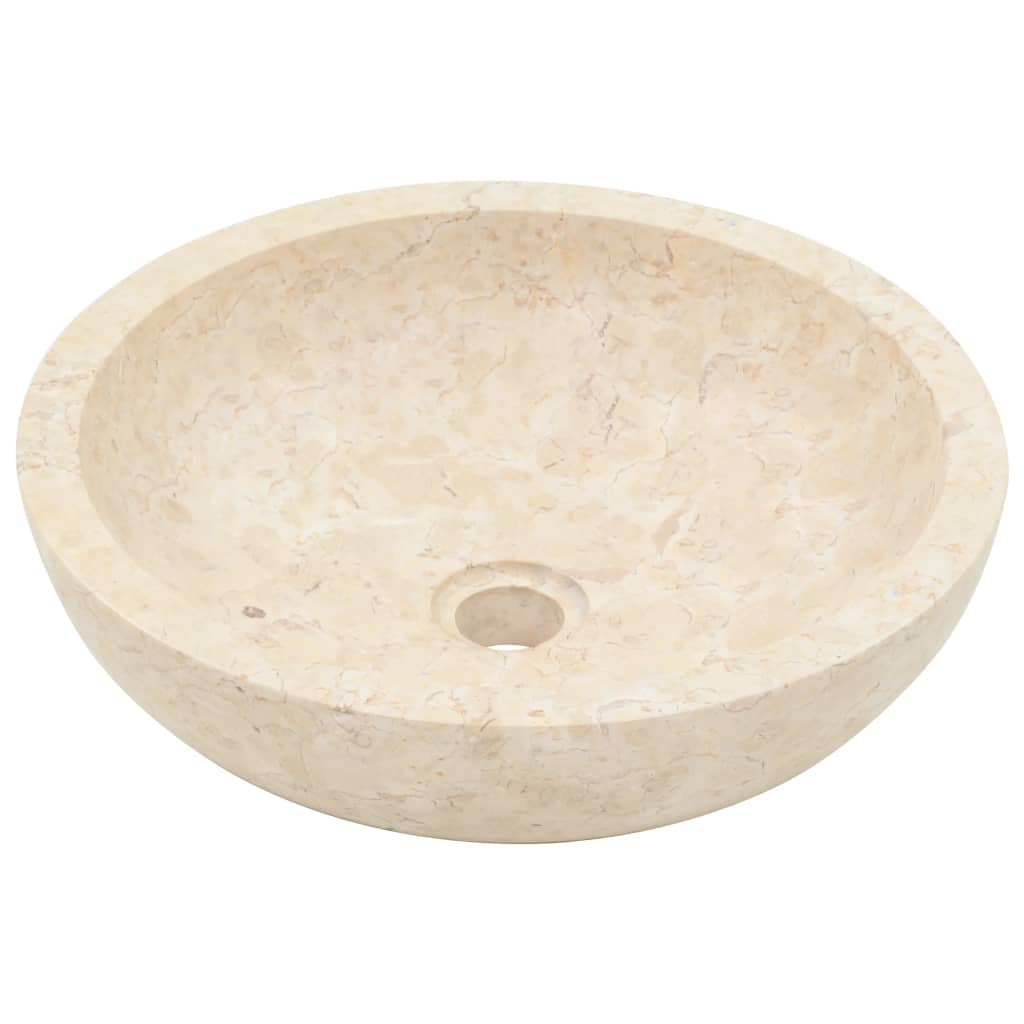 Armoire de salle de bain et lavabos en marbre crème Teck massif - XIOS