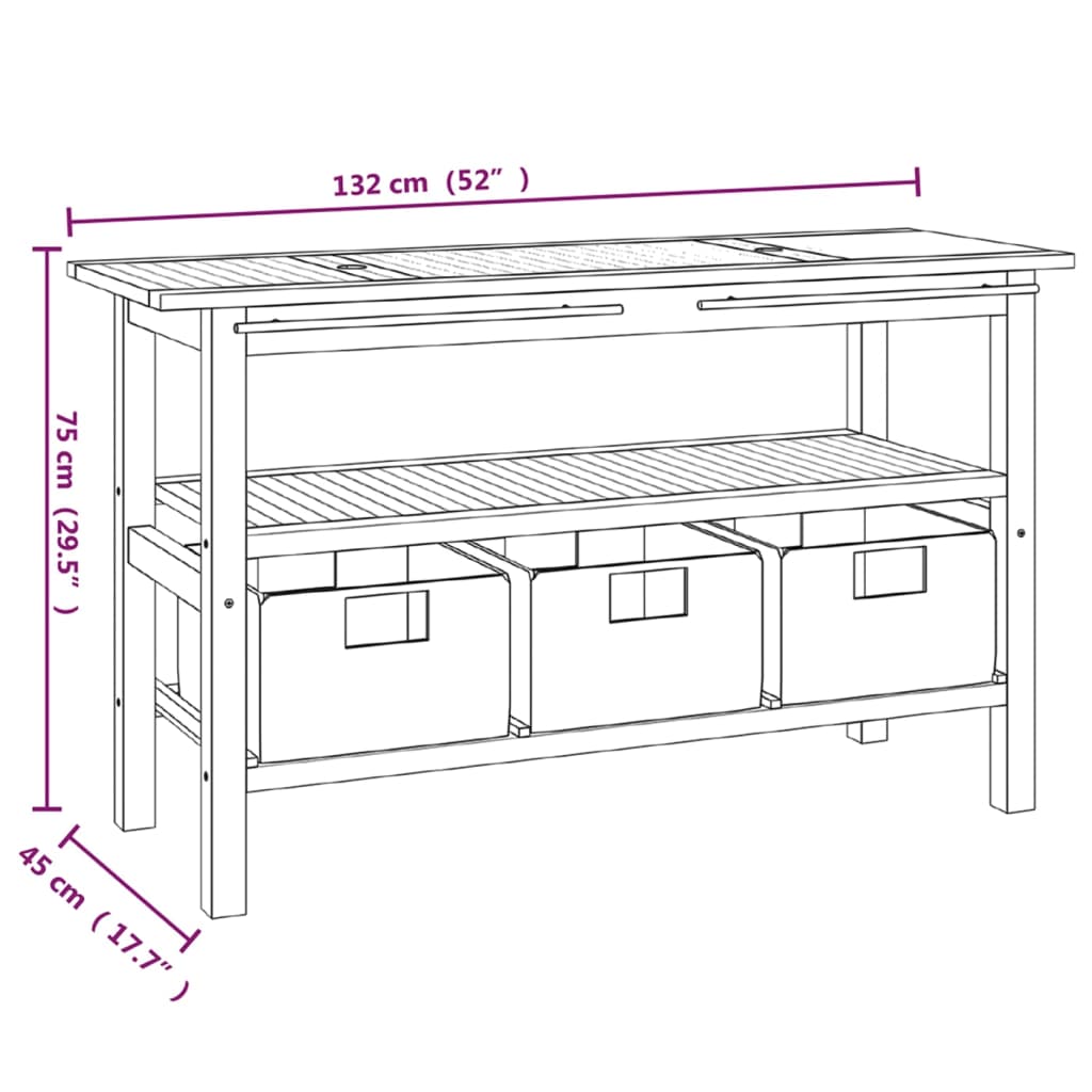 Armoire de salle de bain et lavabos en marbre crème Teck massif - XIOS