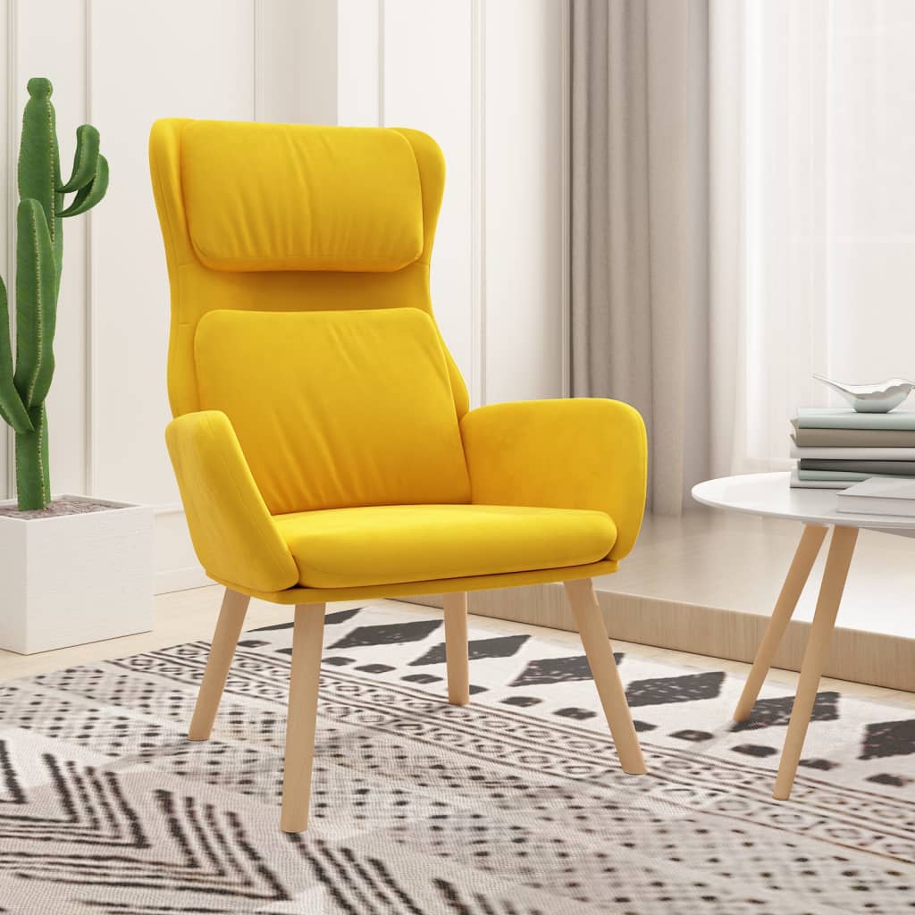 Chaise de relaxation Jaune moutarde Velours - XIOS