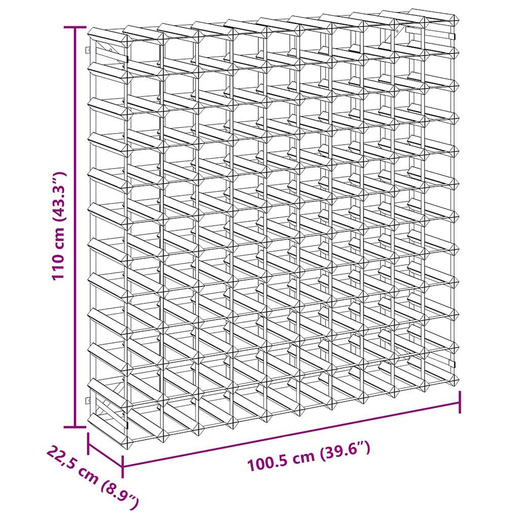 Casier à bouteilles pour 120 bouteilles Marron Bois pin solide - XIOS