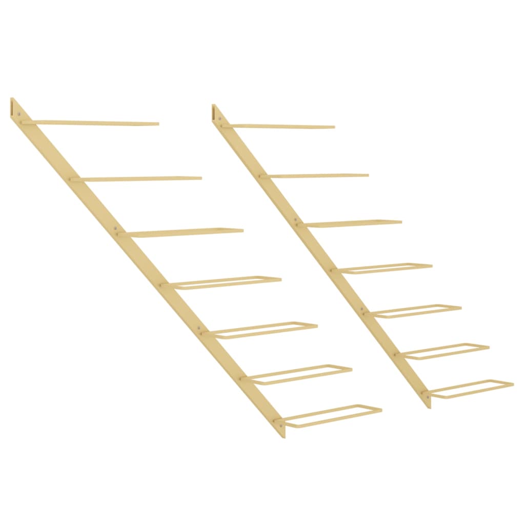 Casier à vin mural pour 7 bouteilles 2 pcs Doré Métal - XIOS