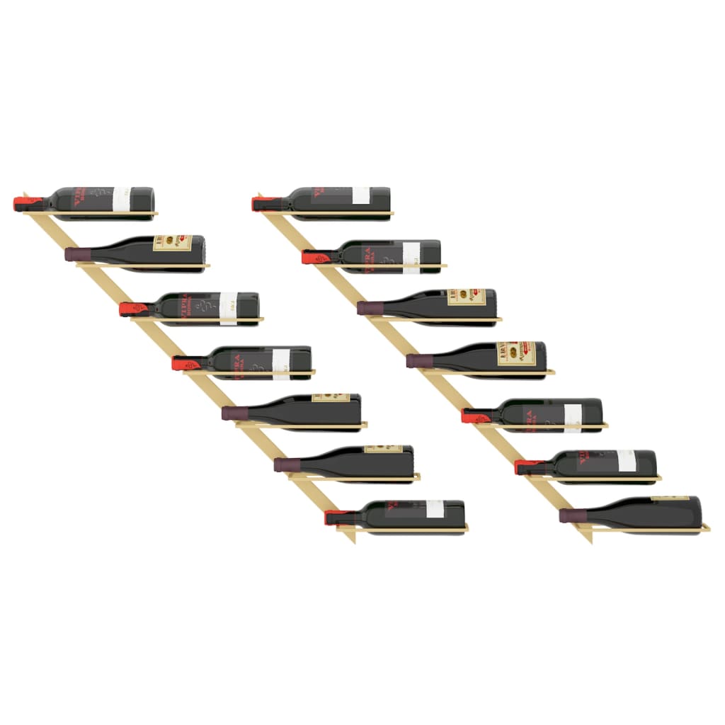 Casier à vin mural pour 7 bouteilles 2 pcs Doré Métal - XIOS