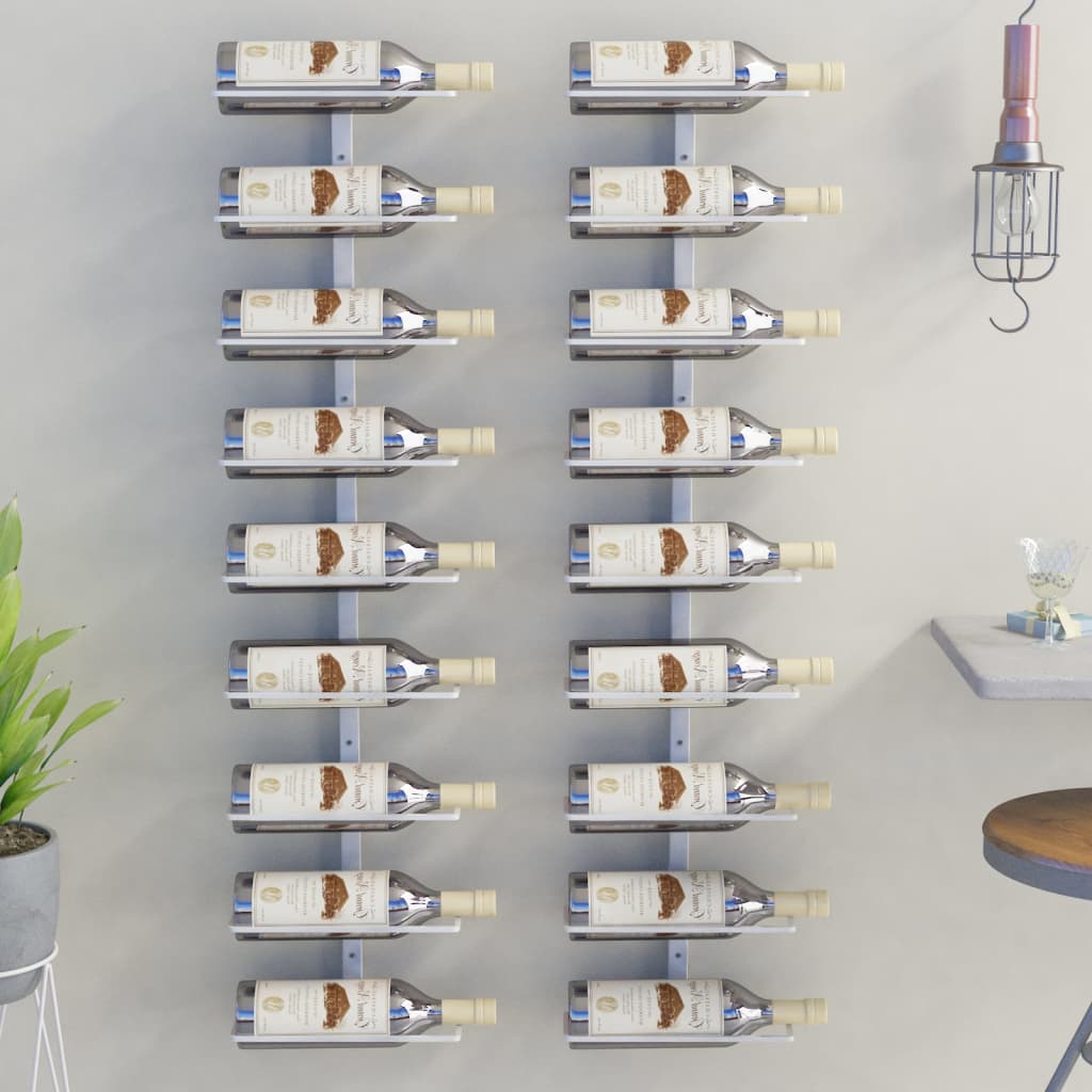 Casier à vin mural pour 9 bouteilles 2 pcs Blanc Fer - XIOS