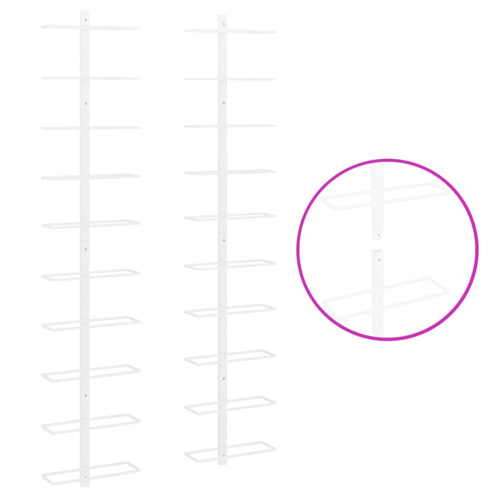 Casier à vin mural pour 10 bouteilles 2 pcs Blanc Métal - XIOS