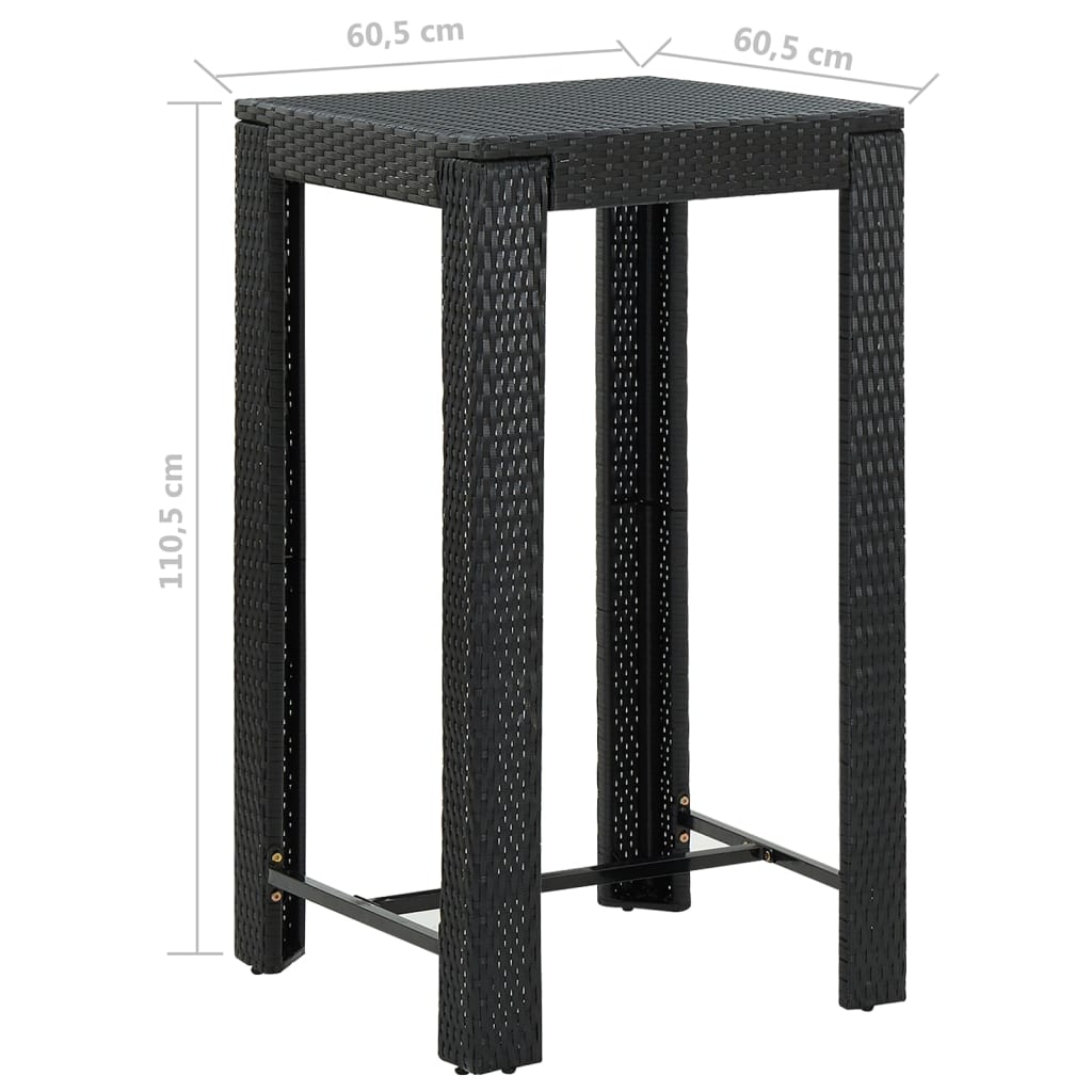 Ensemble de bar de jardin 5 pcs et coussins Résine tressée Noir