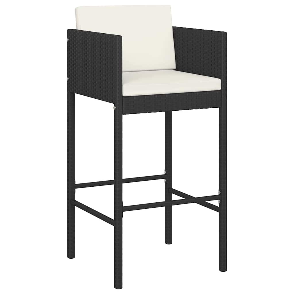 Ensemble de bar de jardin 5 pcs et coussins Résine tressée Noir