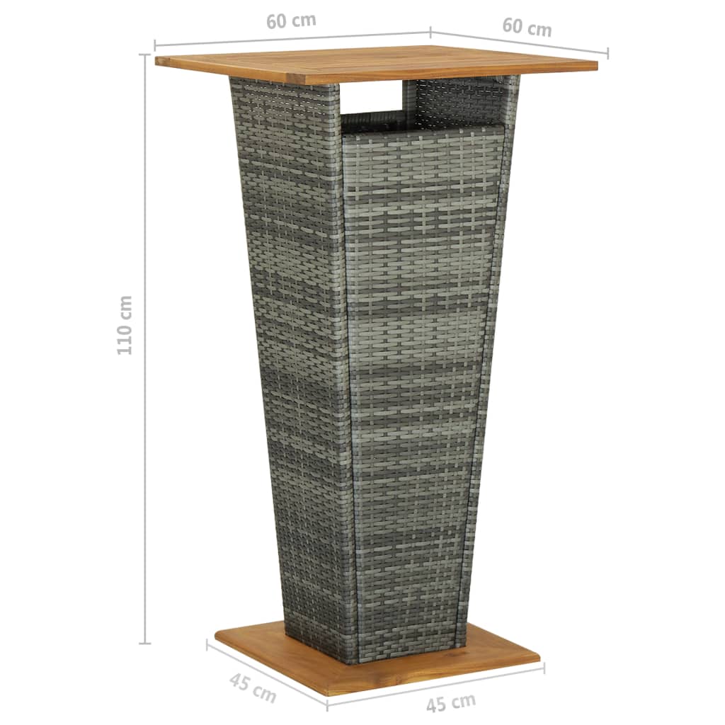 Ensemble de bar de jardin 5 pcs et coussins Résine tressée Gris