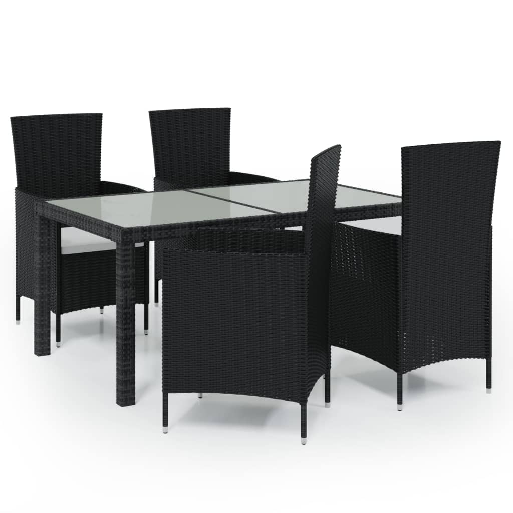 Ensemble à manger d'extérieur 5pcs avec coussins Résine tressée