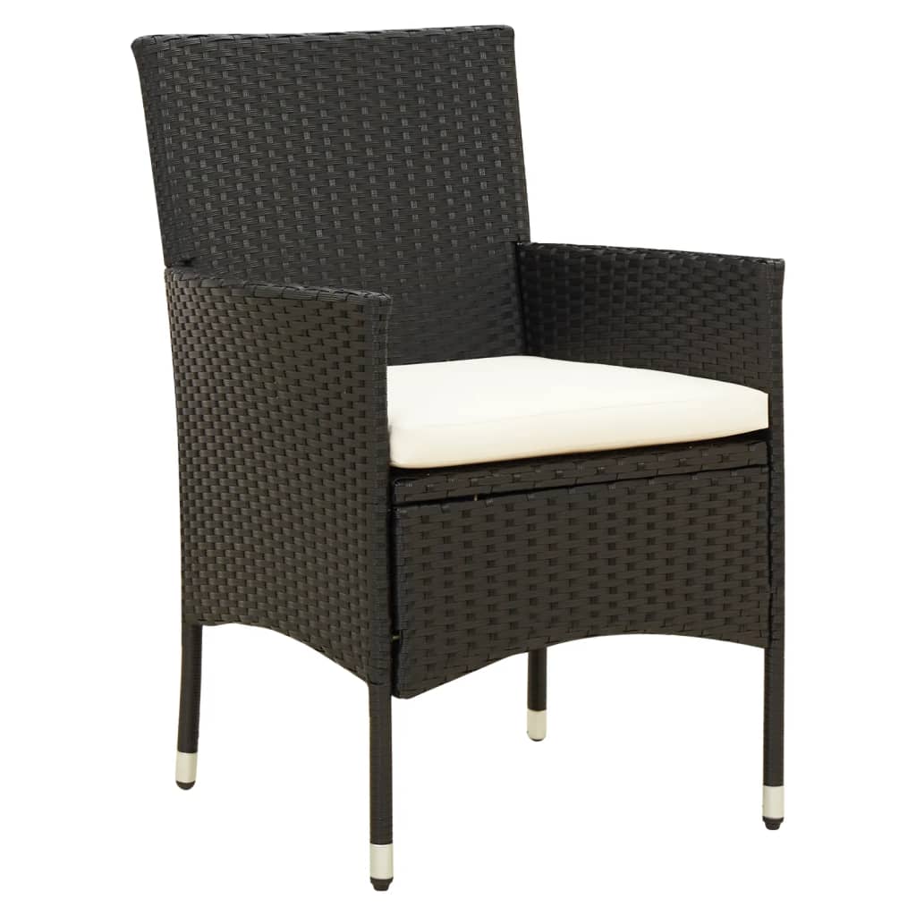 Salon de jardin 7 pcs avec coussins résine tressée noir