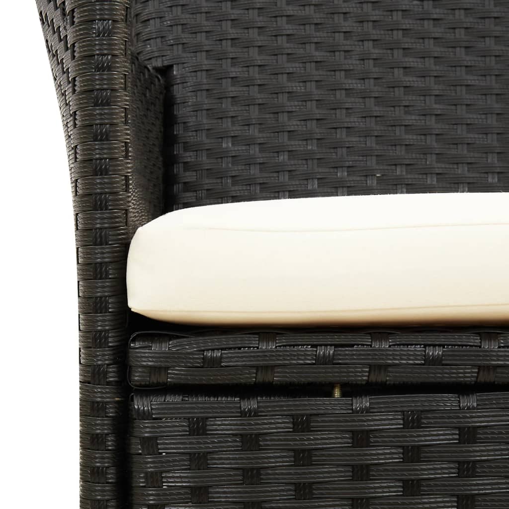 Salon de jardin 7 pcs avec coussins résine tressée noir