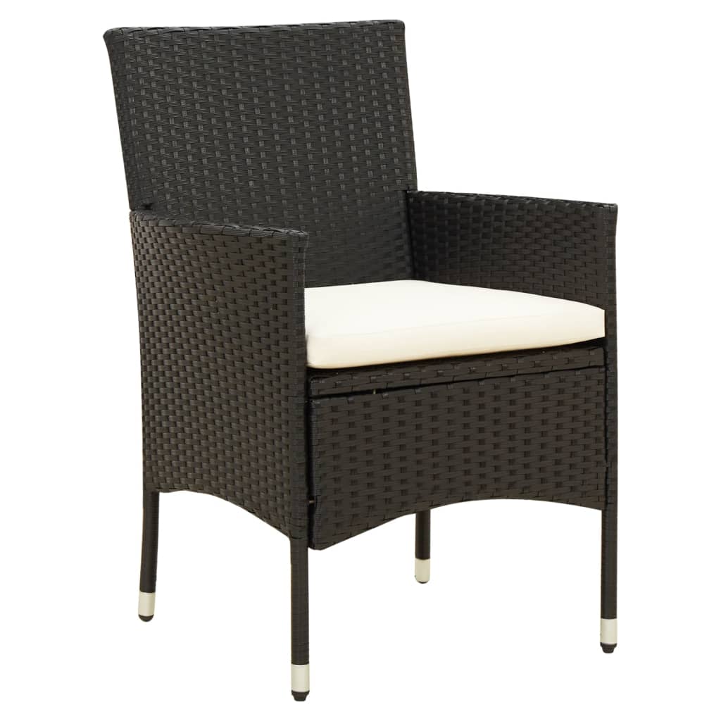 Ensemble à manger d'extérieur 9pcs coussins résine tressée noir