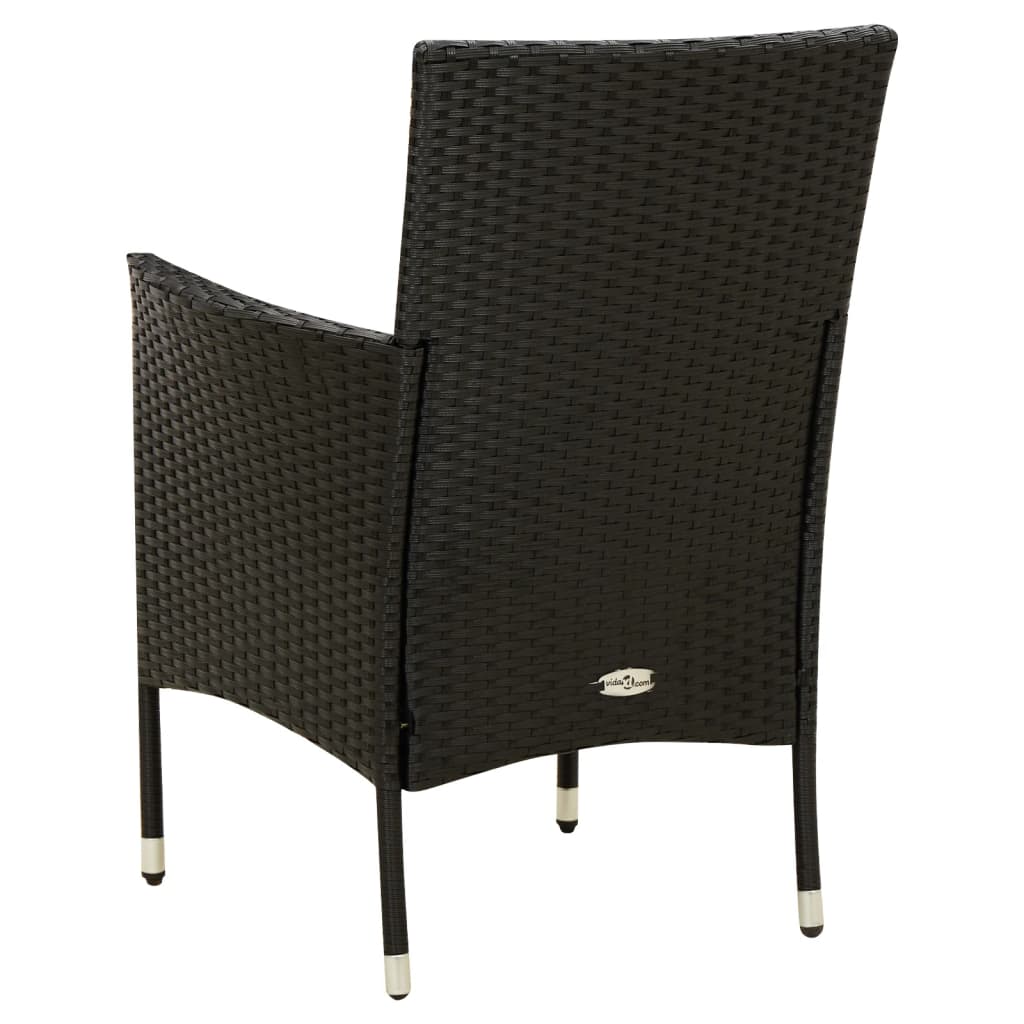 Salon de jardin 7 pcs avec coussins résine tressée noir