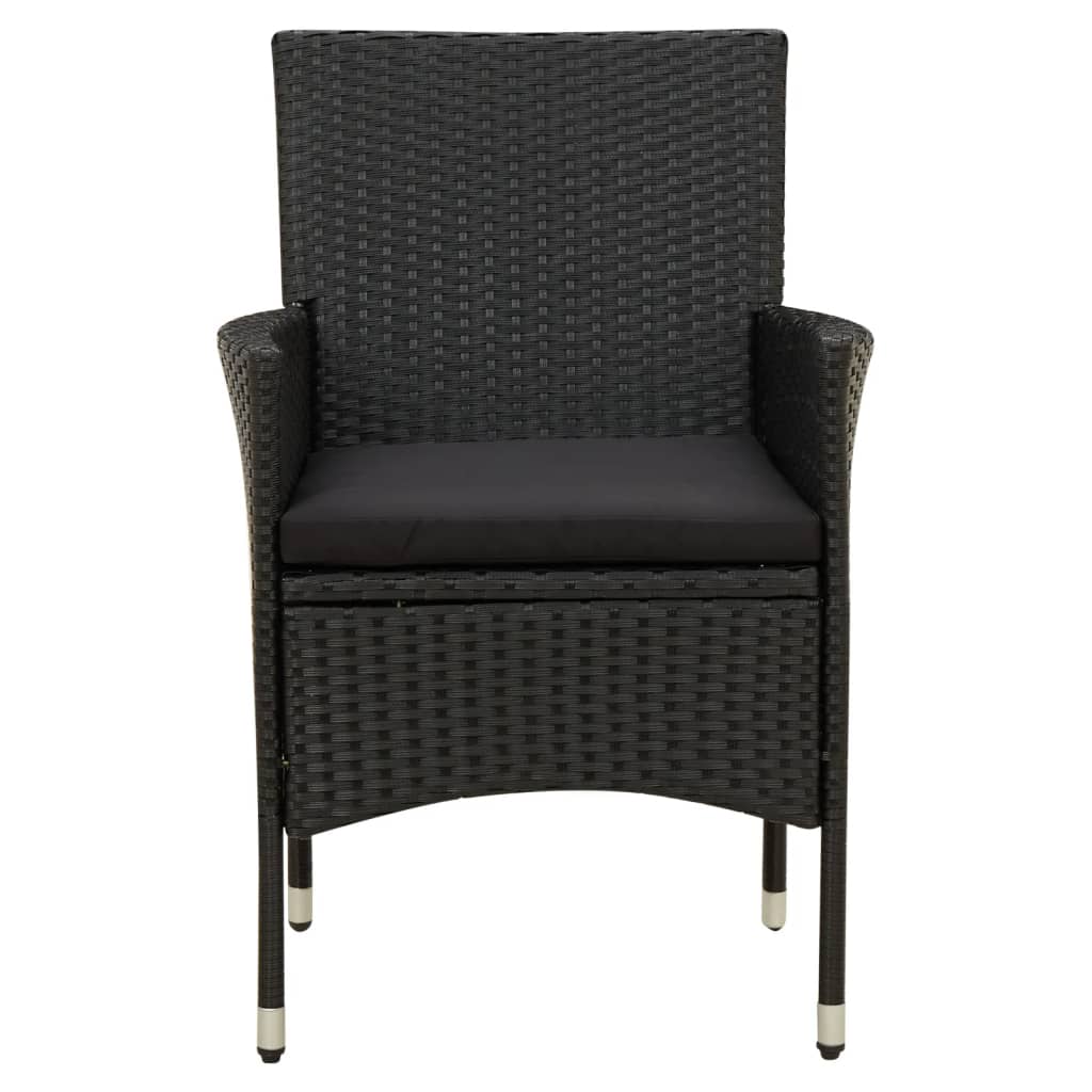 Salon de jardin 7 pcs avec coussins résine tressée noir