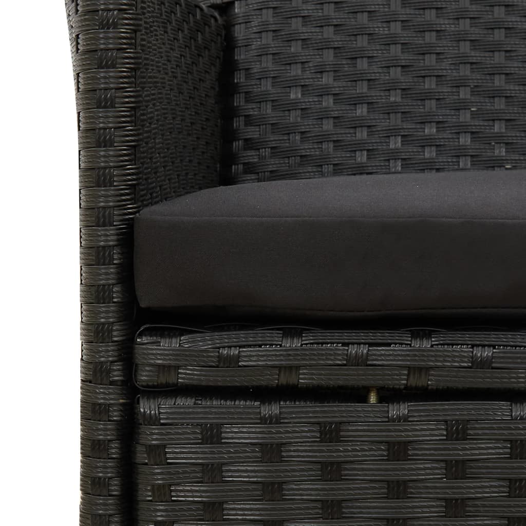 Ensemble à manger d'extérieur 9pcs coussins résine tressée noir