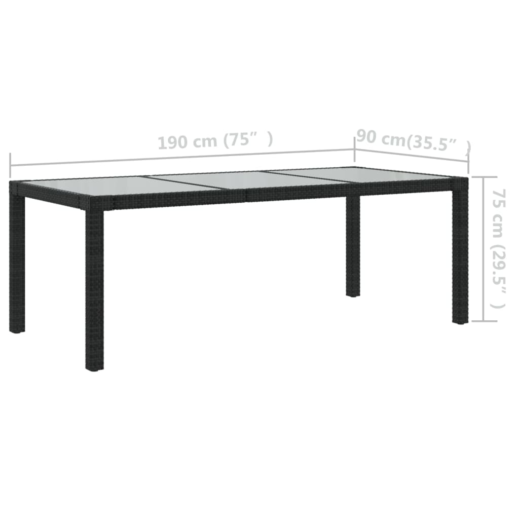 Ensemble à manger d'extérieur 9pcs coussins résine tressée noir