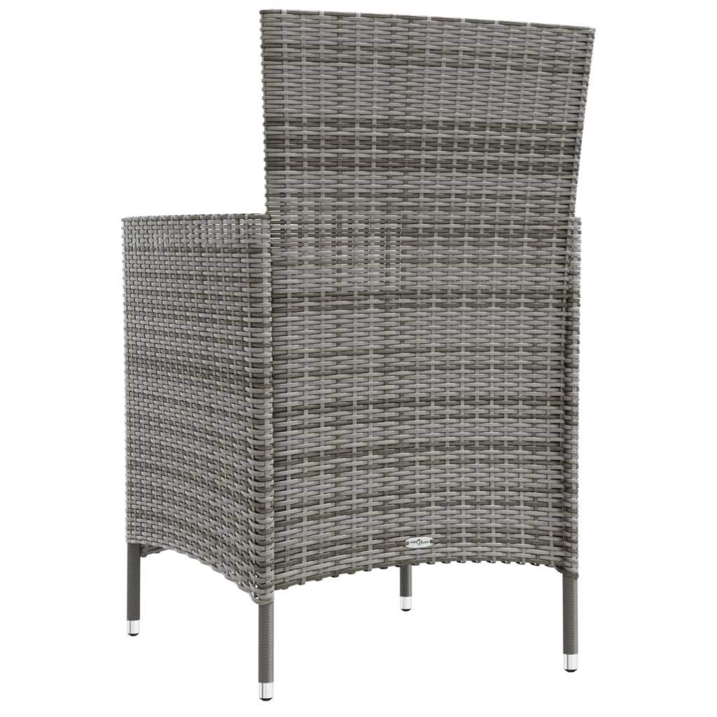 Ensemble à manger d'extérieur 3pcs coussins gris résine tressée