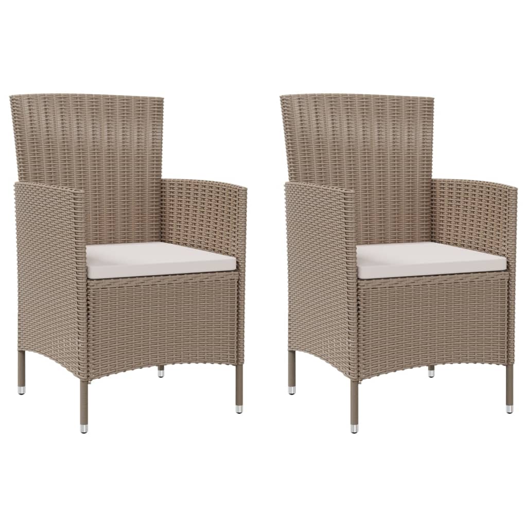 Ensemble à manger d'extérieur 3 pcs et coussins Résine tressée
