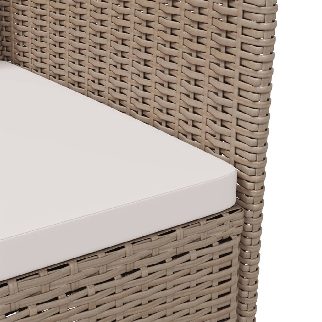 Ensemble à manger d'extérieur 3 pcs et coussins Résine tressée