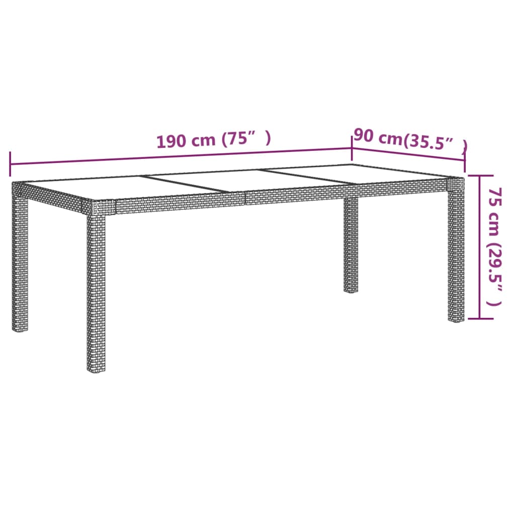 Ensemble à manger d'extérieur 7 pcs coussins Résine tressée