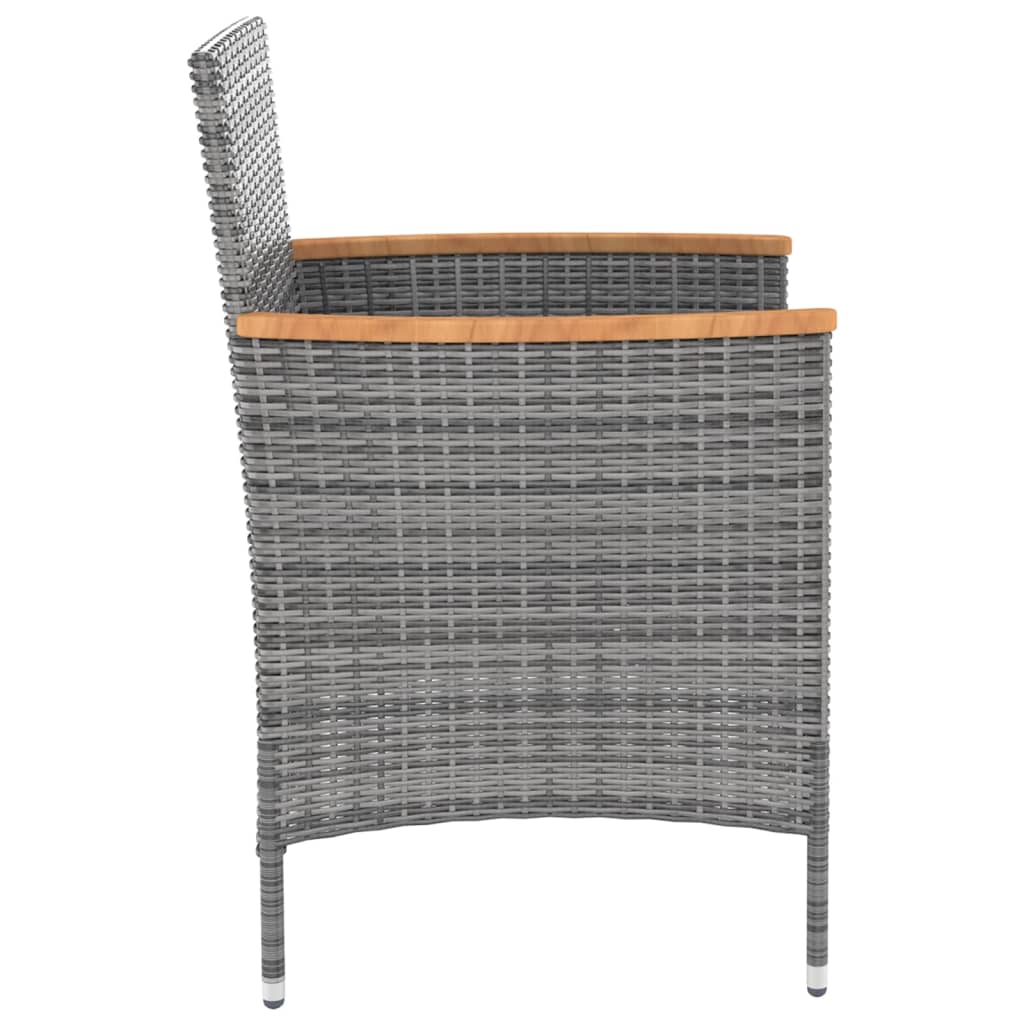 Ensemble à manger d'extérieur 5pcs coussins résine tressée gris
