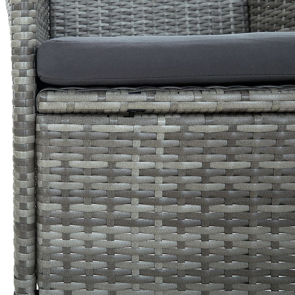 Ensemble à manger d'extérieur 5pcs coussins résine tressée gris
