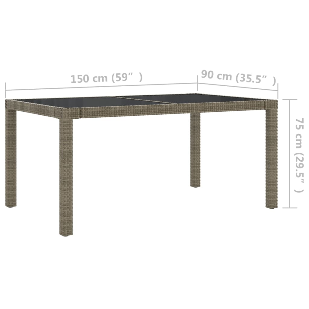 Ensemble à manger d'extérieur 5pcs coussins résine tressée gris